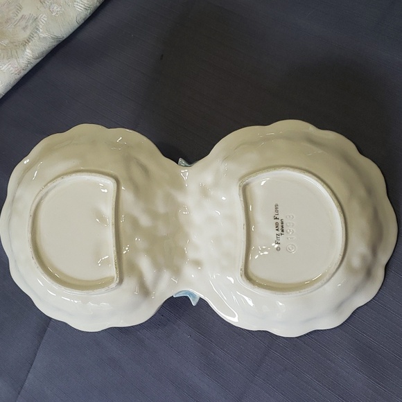 Fitz and Floyd 1993 Small Double Candy/Dessert Platter Dish with Flowers - Picture 2 of 2